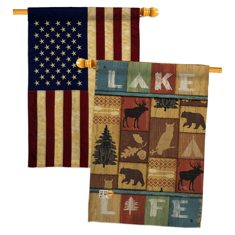 Drapeau de maison en polyester 40 x 28 po Lake Life