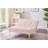 Convertible single sofa bed futon with gold metal legs teddy fabric (Pink)
