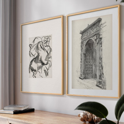 "Croquis rétro", 2 pièces sur papier