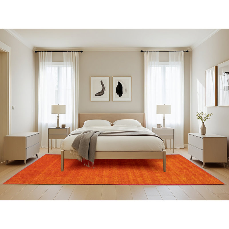 Tapis contemporain orange, Rectangle de 5 pi x 8 pi