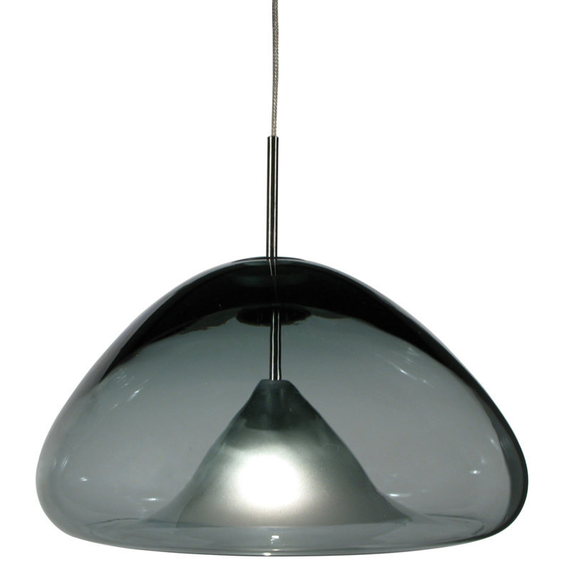 Luminaire suspendu basse tension 1 lumières Fuji, Nickel satiné, Améthyste, Rond plat, transformateur, sans douille