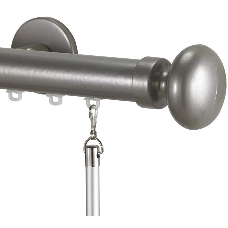 Tringle à rideaux simple 1,13 po Noelani, H 2,3 po x l 84 po x P 3,5 po, Argent antique