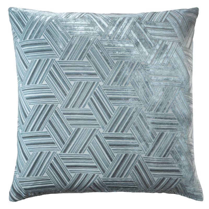 Entwined Square Velvet Pillow Cover & Insert, 22" x 22", Harbor