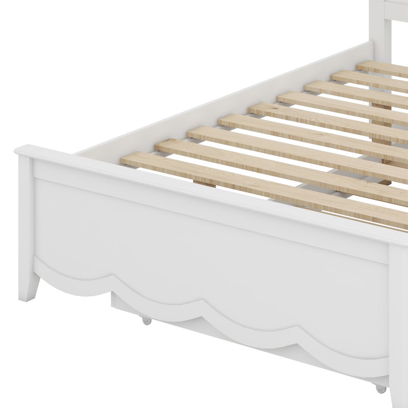 Lit plateforme en bois avec tête de lit et lit gigogne