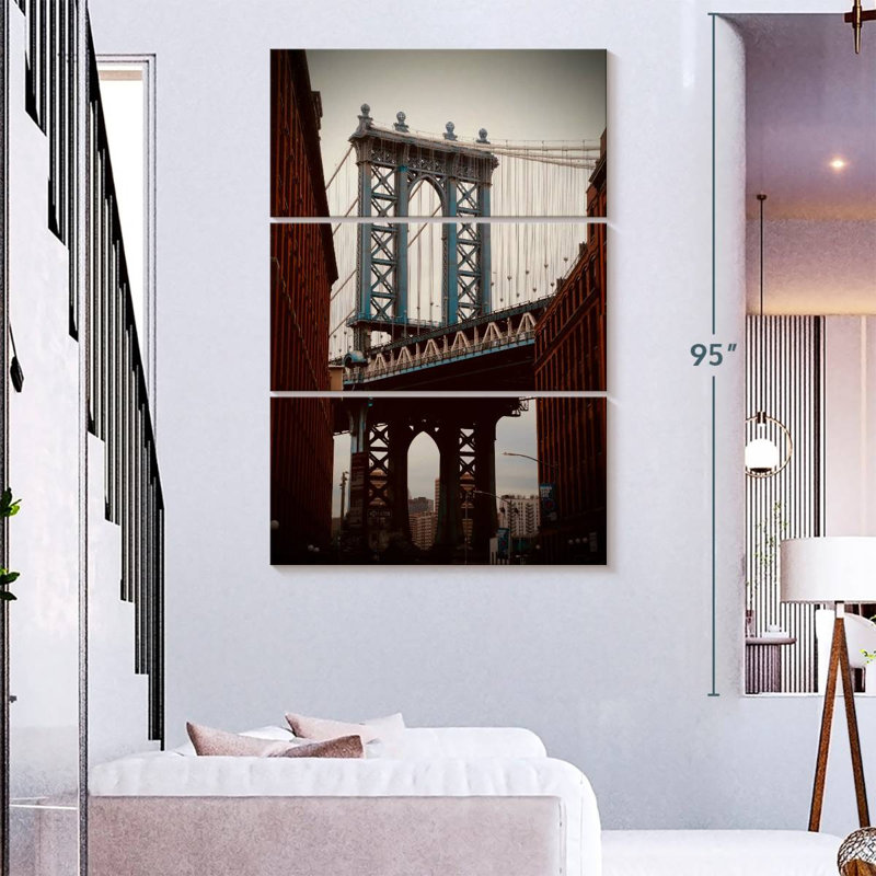 Lilie Brooklyn Bridge In Blue, 74" H x 48" W