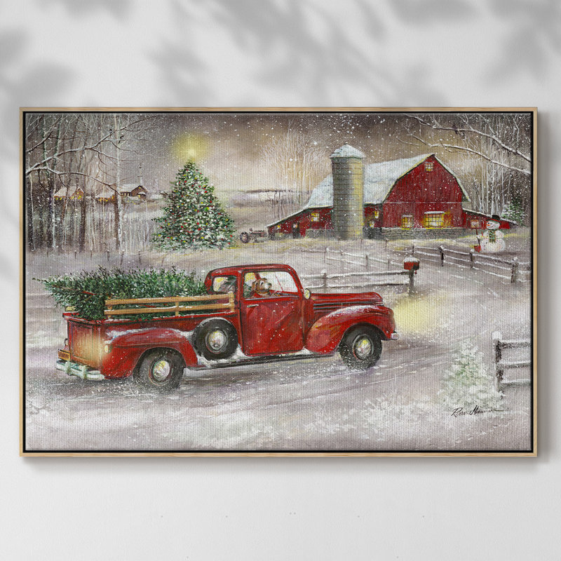 " Making Christmas Memories ", Natural Wood Framed Canvas, 17" H x 25" W x 2" D