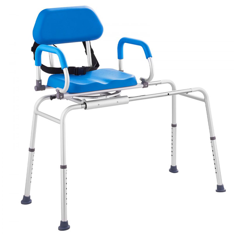 Chaise de douche coulissante à transfert de baignoire avec siège pivotant à 360 degrés 330LBS