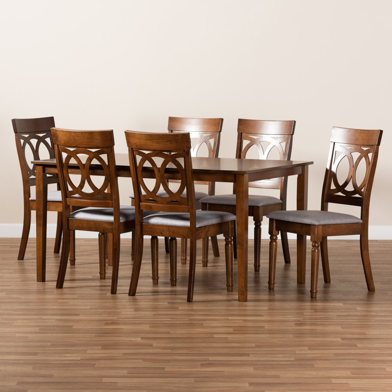 Ingaret 6 - Person Four Leg Dining Set, Walnut Brown, 7