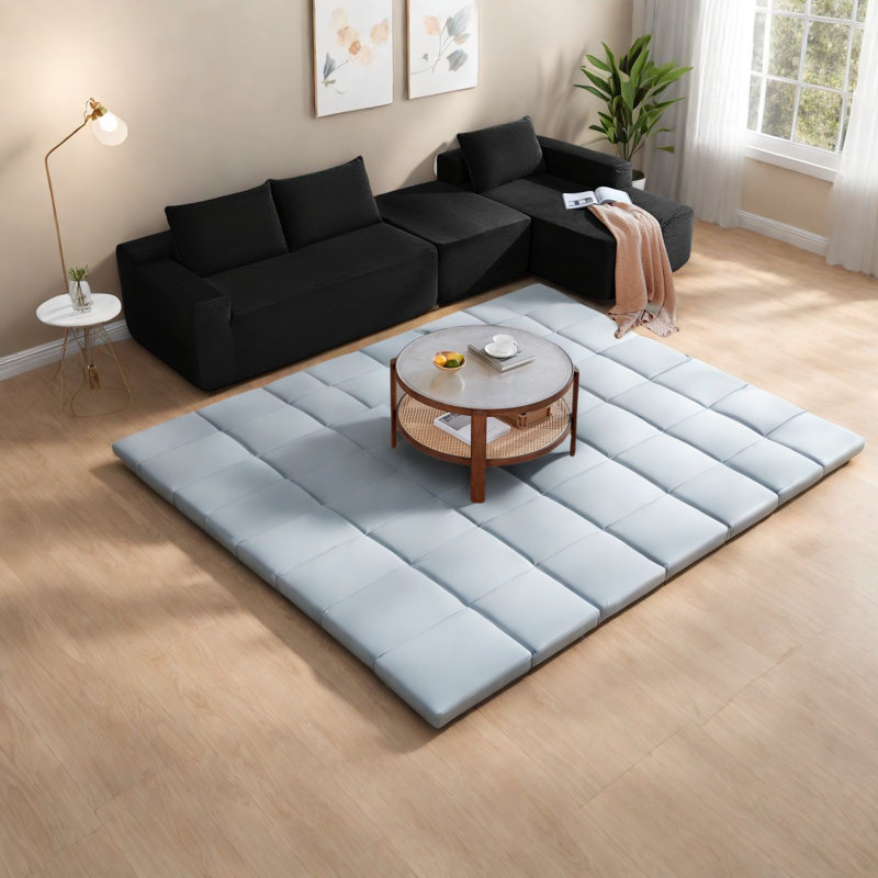 Spacieux canapé modulaire noir, revêtement en velours côtelé, design moderne en forme de U pour le salon