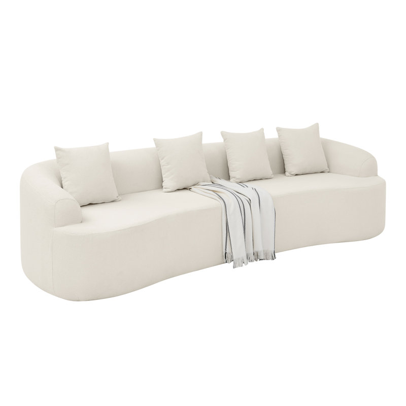 Courbe en laine d'agneau beige, conception compressée et moderne, sans assemblage, confort modulaire pour le salon beige, style, sièges confortables