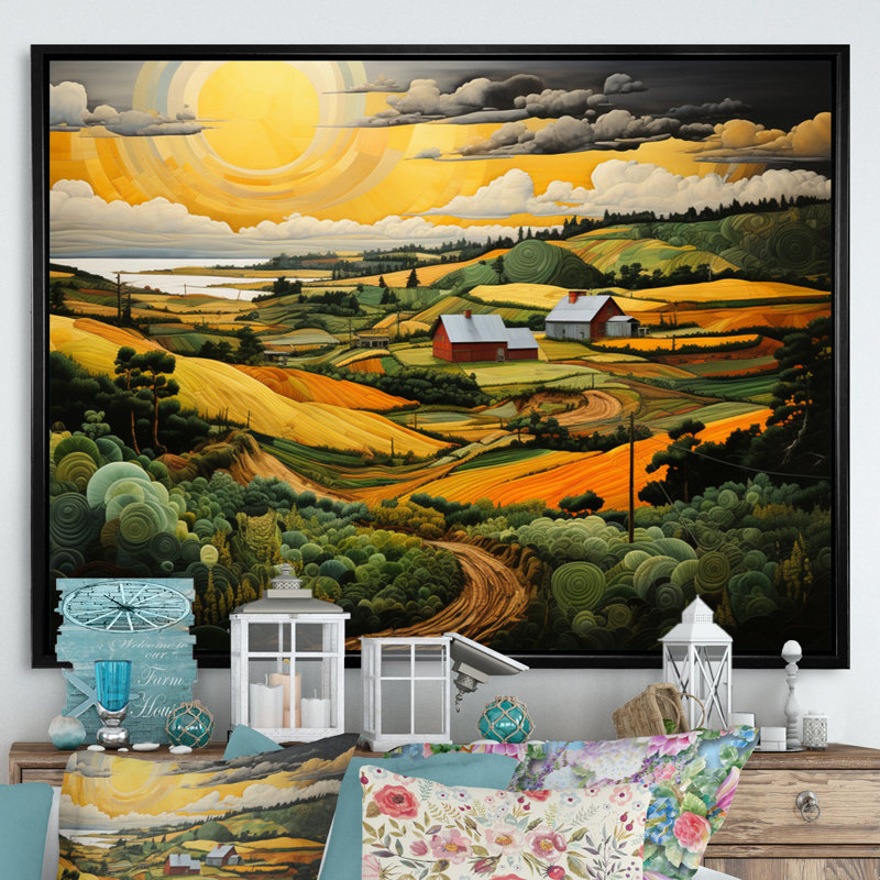 Farm Harvest Symphony Pastoral I, H 30 po x l 40 po, Cadre flottant noir