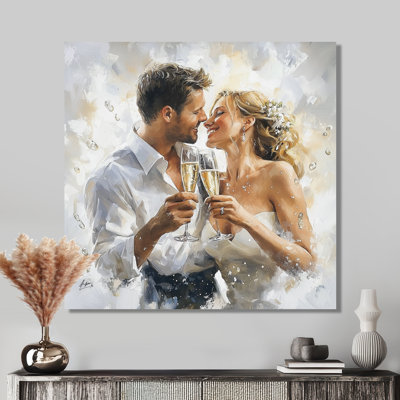 Couple, mariage, champagne, toast - Celebrate Motivation, impression d'art mural
