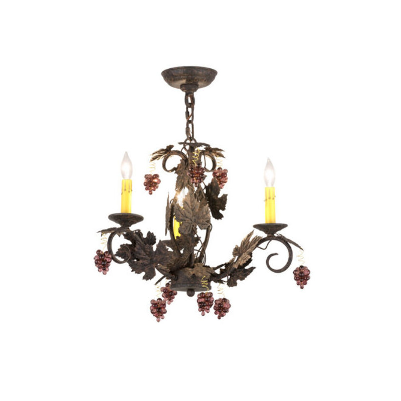 Vineyard 3 - Light Chandelier, Paint To Match, Blackwash