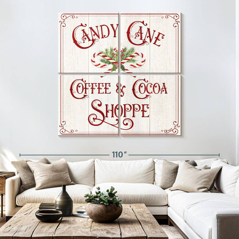Plaque murale Kema Vintage Christmas I - Candy Cane Coffee, H 74 po x l 74 po