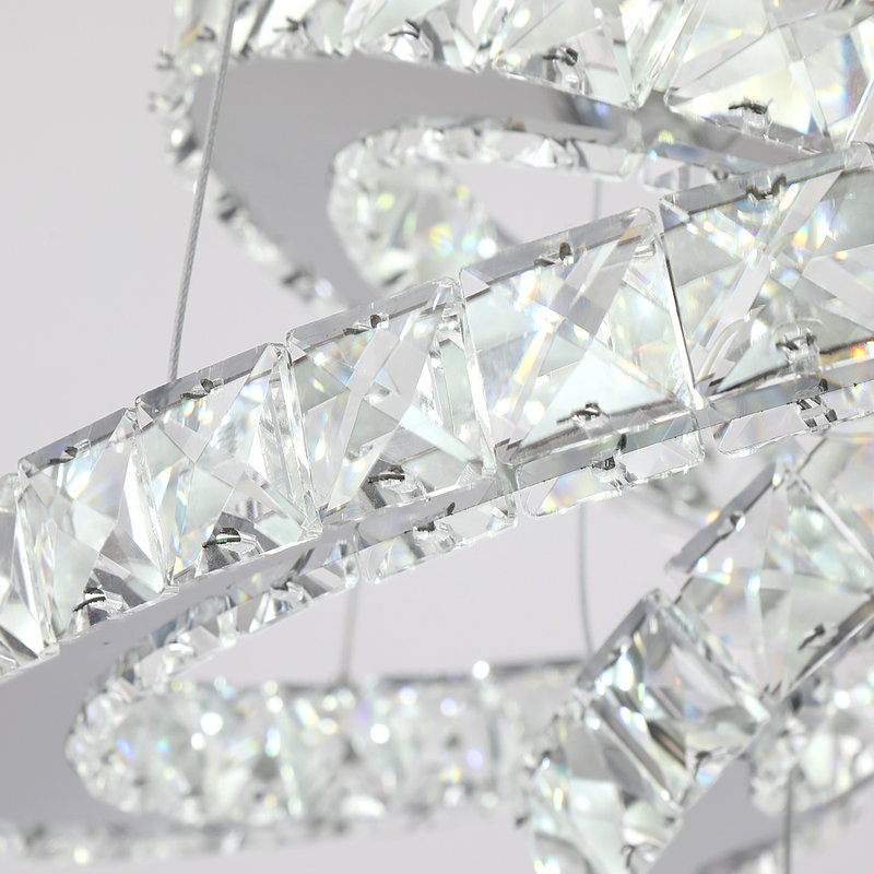 31"W LED Electroplated Silver Stainless Steel and Crystal Modern Chandelier