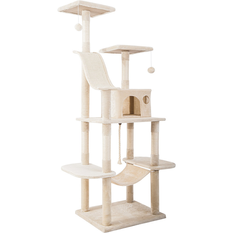 Ginny 162cm H Cat Tree, Beige, 170" H x 61" W x 51" D