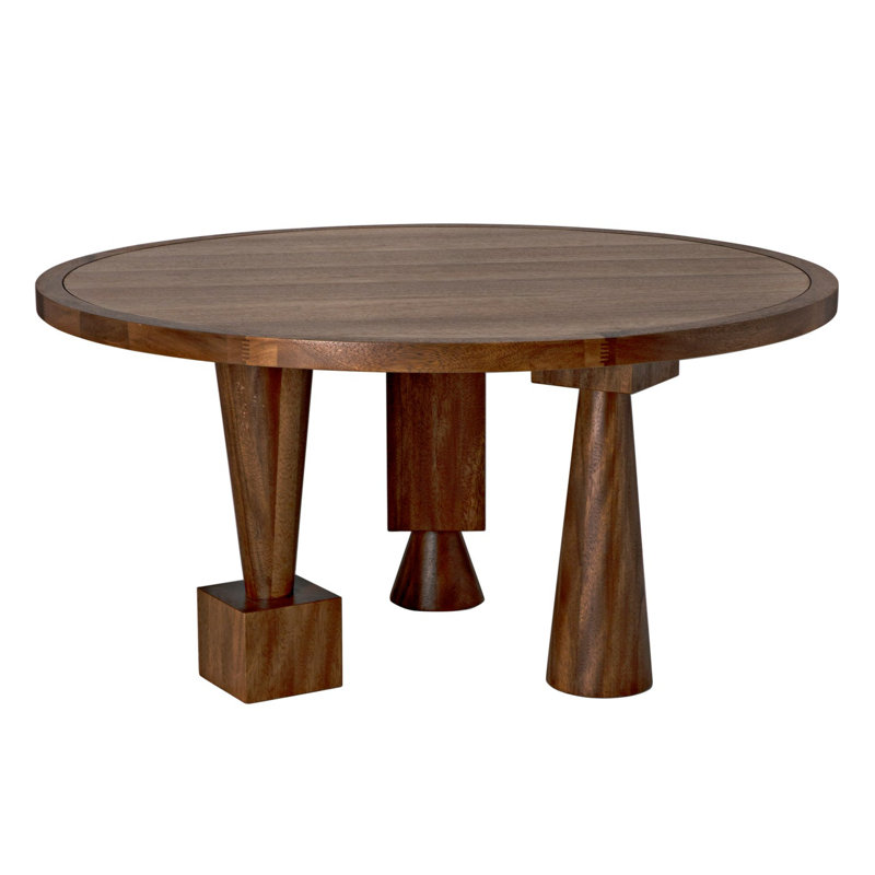 Hybrid Round Walnut Wood Dining Table