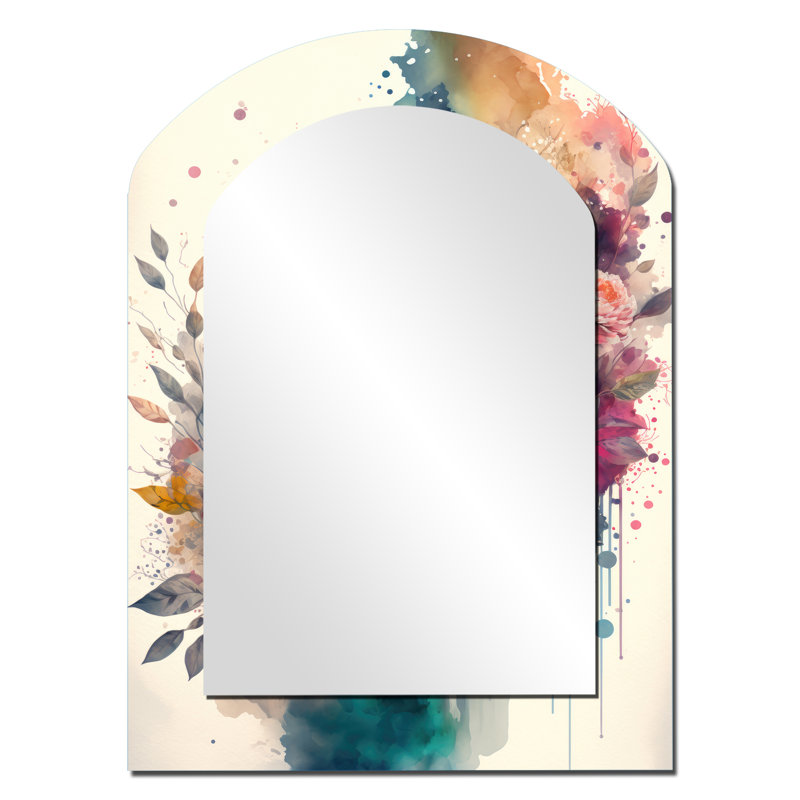 Cute Owls Floral Art II - Multi-Colour Arch Wall Mirror Decor, 34" x 25"