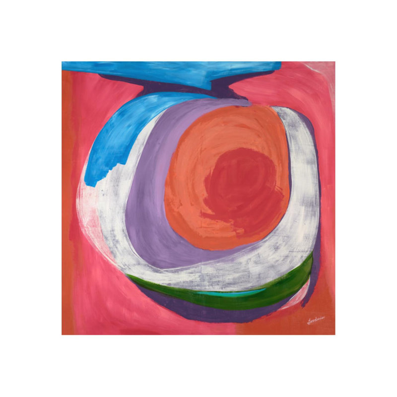 «Pink Question» par Jolene Goodwin - peinture sans cadre, Plexi, H 30 po x l 30 po x 1,5 po