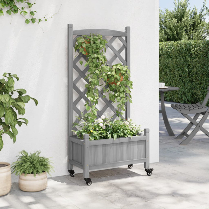 Planter Box, 117.5cm H x 55cm W x 29.5cm D, Grey/Brown/Blue