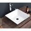 Lavabo de salle de bain en céramique 16 x 16 pouces - d'inspiration européenne moderne, aux taches et au design élégant blanc carré, crasse