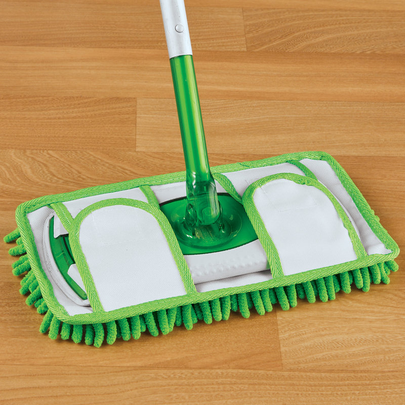 Green Chenille Microfiber Reusable Mop Pads Set of 2