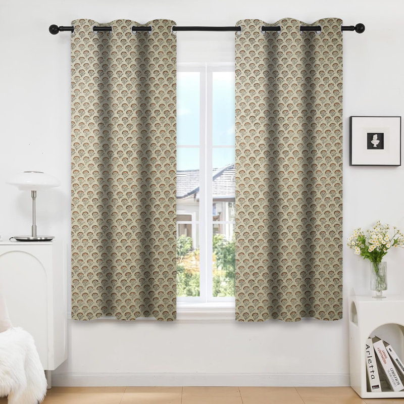 Rideau en lin brun à œillets occultant pour une décoration élégante, L 54 po x L 102 po