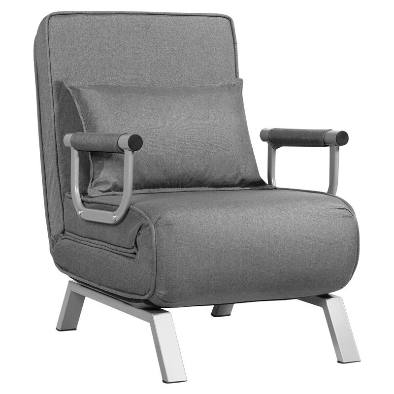 Chaise longue inclinable à deux accoudoirs Lippi, Gris
