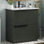  Meuble-lavabo de 30 po avec lavabo en céramique, unités de rangement à fermeture en douceur à extension complète et conception cannelée, vert-104867260