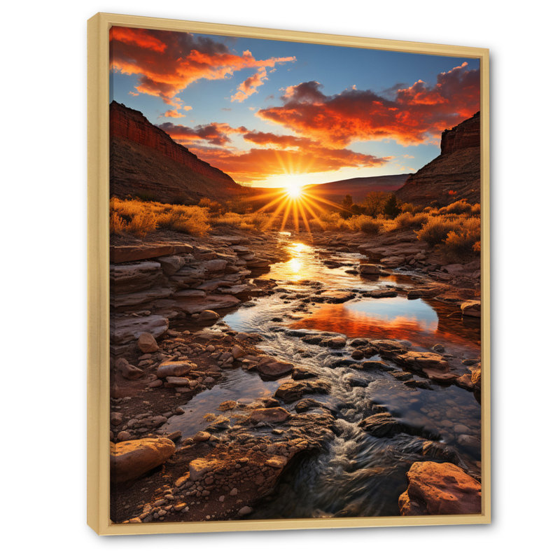 Coucher de soleil à Utah Mountain I, Cadre naturel flottant, H 44 po x l 34 po x P 1,5 po
