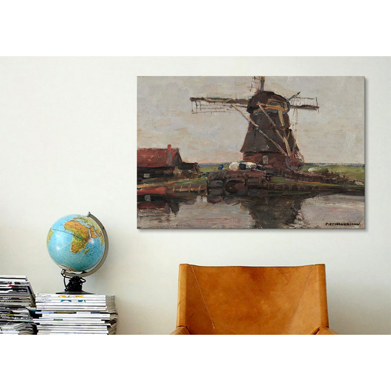 "Stammer Mill with Streaked Sky, 1906" par Piet Mondrian, impression sur toile, H 40 po x l 60 po x P 1,5 po