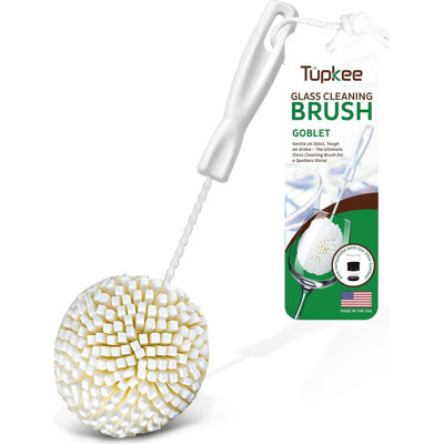 Tupkee Wine Glass Cleaning Brush – Soft Non-Scratch Foam Bristles – Goblet & Stemware Wine Glass Cleaner Brush For Glassware, Crystal, Bottle, & Mugs – Fits Tupkee 20Oz Glass Tumbler – Made In The USA