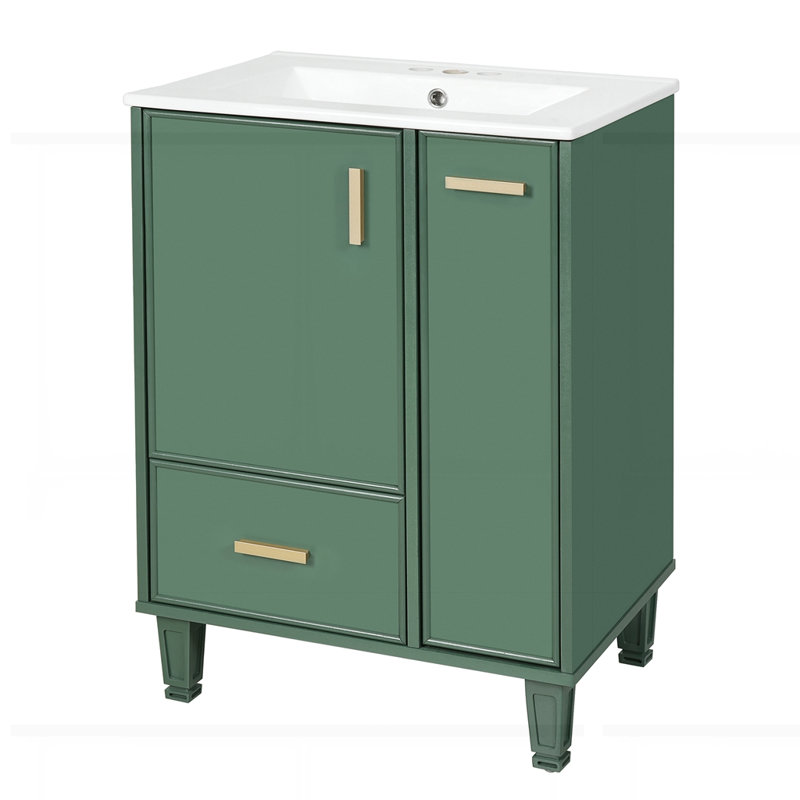 Meuble-lavabo 24 po avec lavabo, Vert
