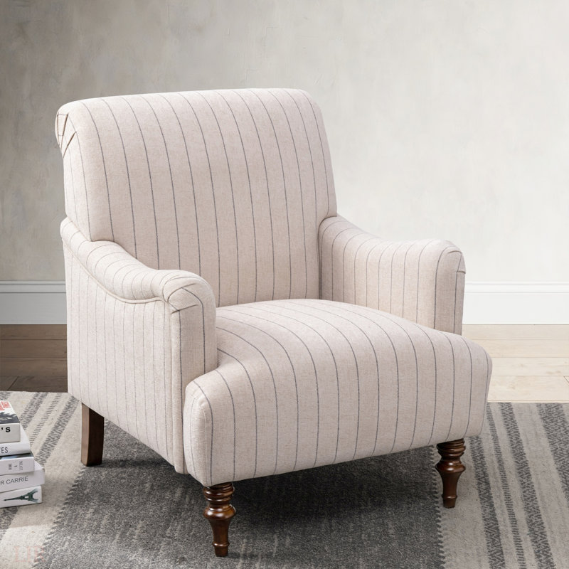 Sylvia Sea Oat Striped Arm Chair With Comfortable Seating And Durable Construction For Any Living Space