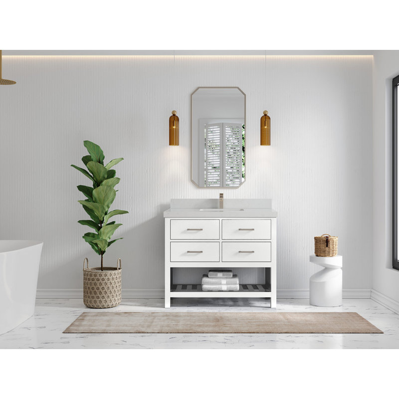 Ensemble de meuble-lavabo simple l 42 po Parker, Quartz de Carrare