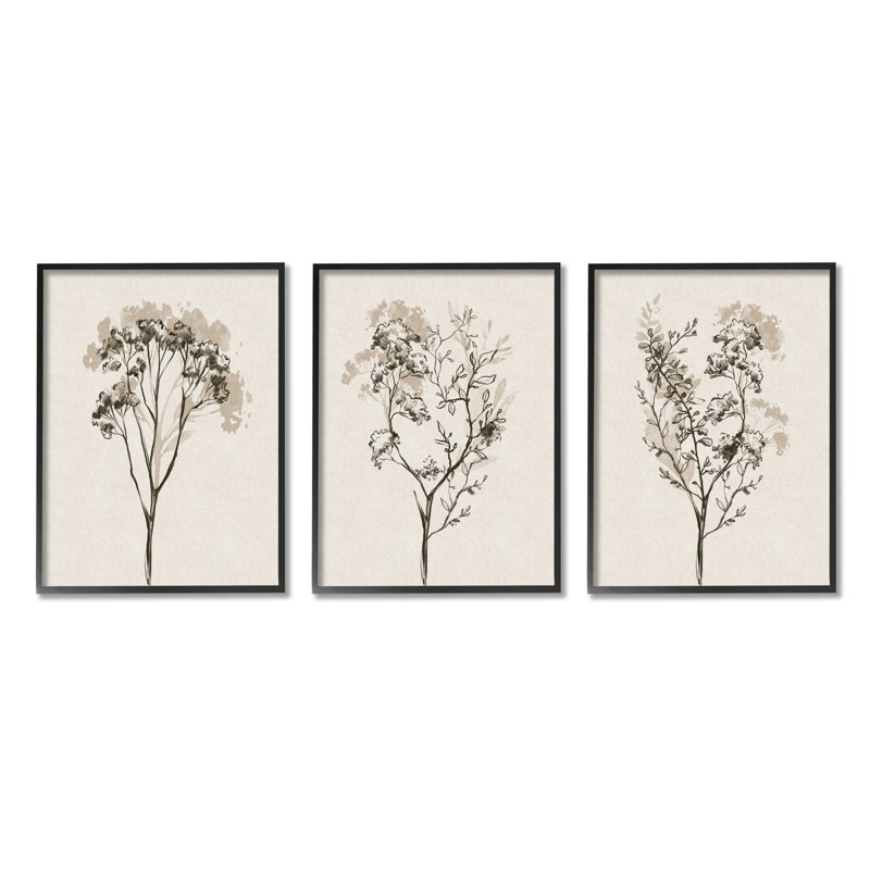 «Stupell Industries Beige Cottage Cottage», ensemble de 3 toiles murales par Ros Ruseva, H 30 po x l 24 po x P 1,5 po