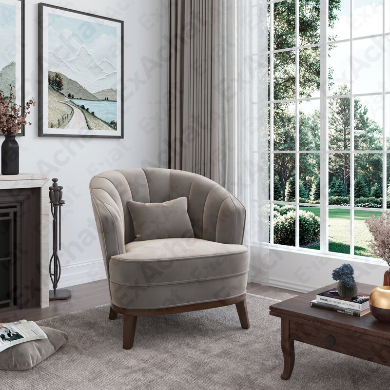 Fauteuil d'appoint rembourré Ava, Gris
