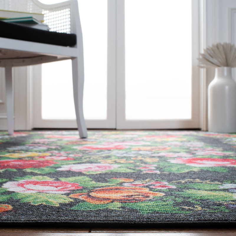 Sukhraj Performance Machine Washable Floral Rug, Rectangle 5'5" x 7'7"