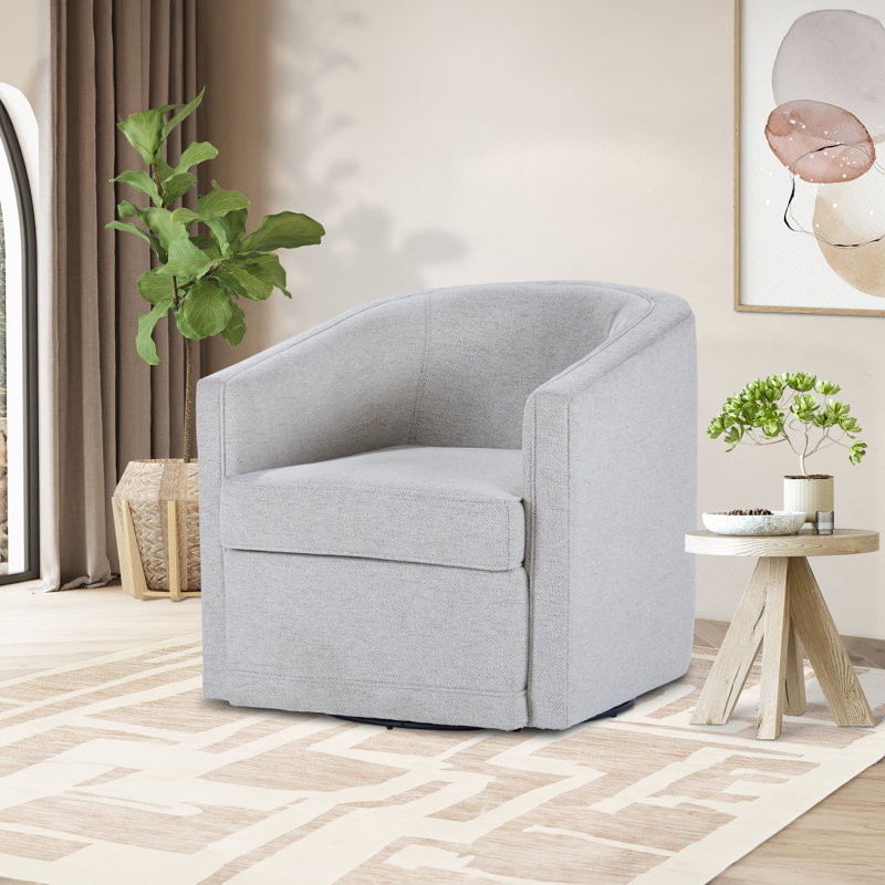 Fauteuil d'appoint pivotant en tissu de polyester Sadat, Polyester gris clair