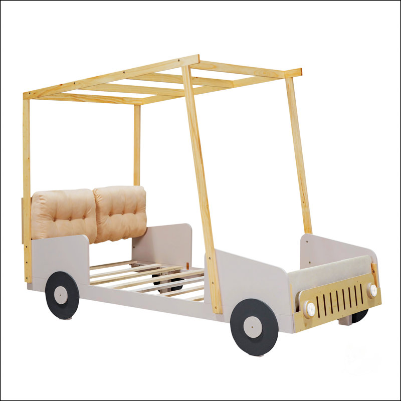 Wood Car Bed With Pillow, Twin