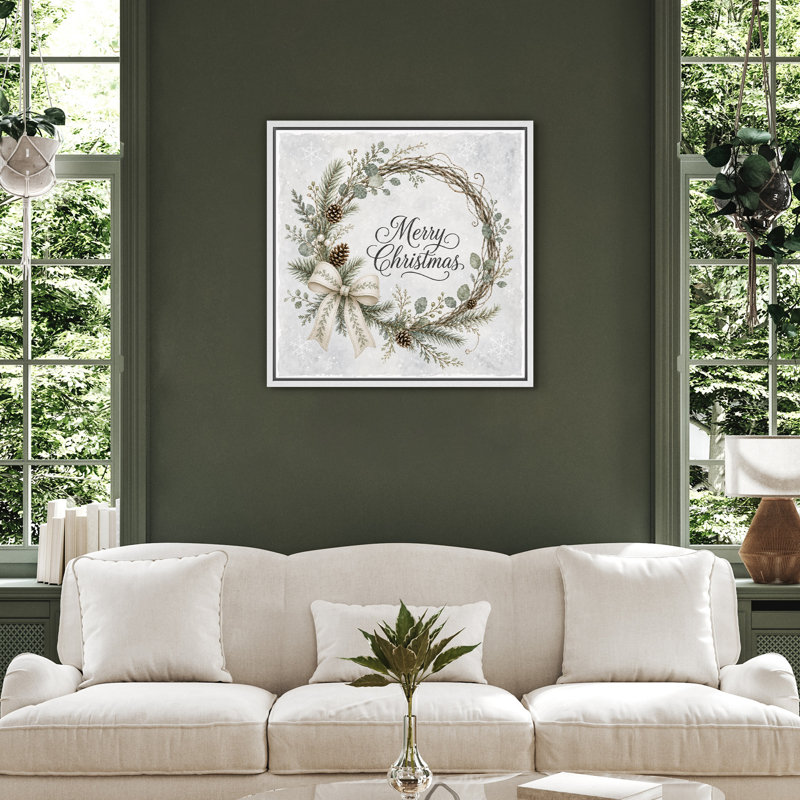 Élégante œuvre de guirlande de Noël, photos de vestibule, impression sur toile encadrée, H 24 po x l 24 po x P 1,5 po