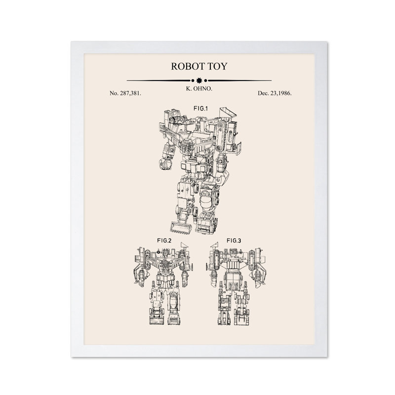 Plan du robot Devastator, Poster, 18"H x 24"W, Brown Framed