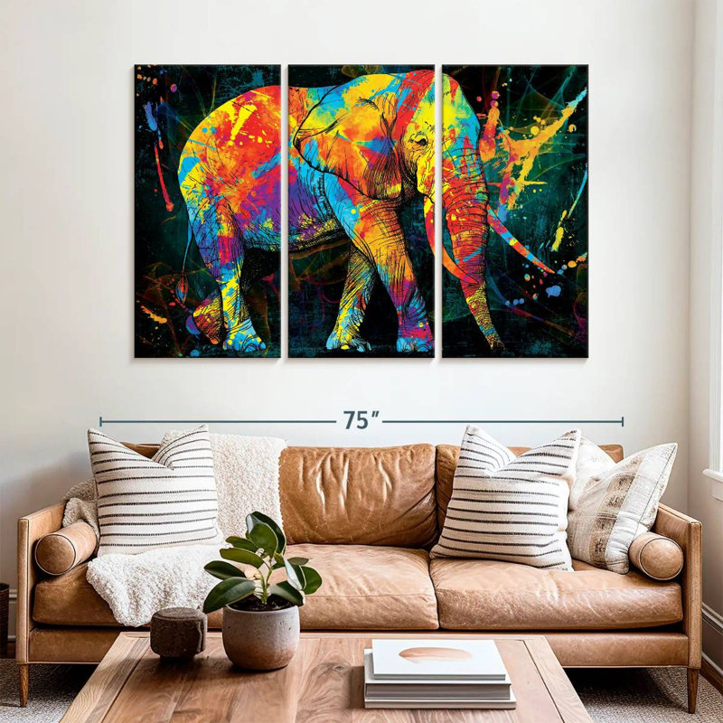 Elephant Color Grunge, 42" H x 65" W