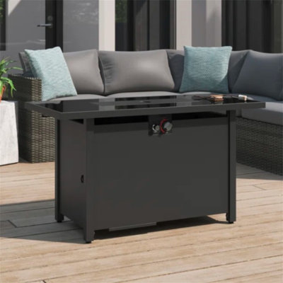 25" H Steel Outdoor Fire Pit Table With Lid