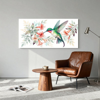 Hummingbird Floral Canvas Wall Art Oil Painting Print Set Of 1