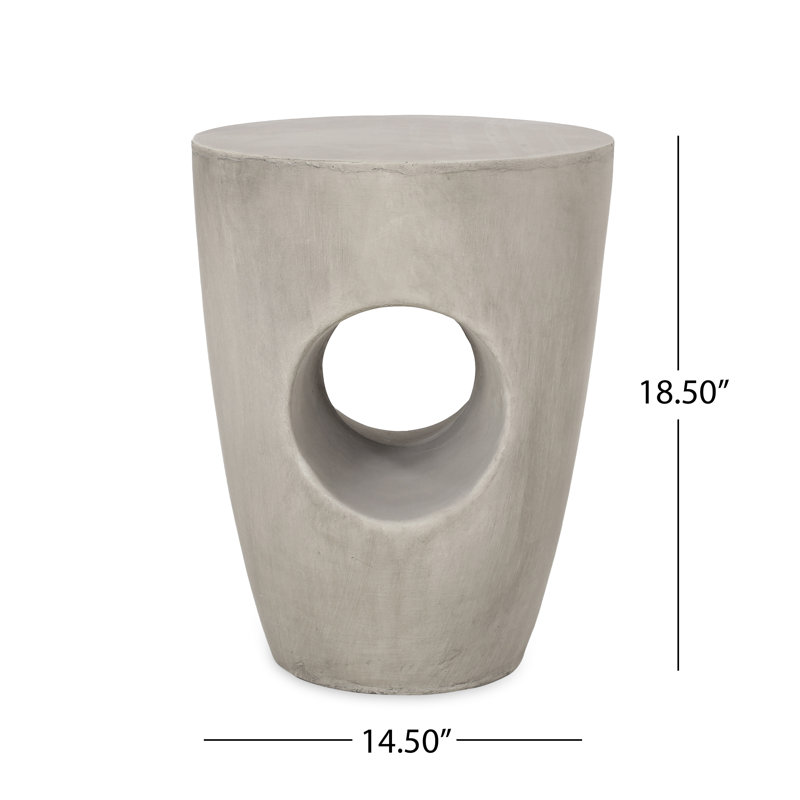 Belmin Round Outdoor Side Table , 14.5'' in. W 14.5'' in. D, Concrete Gray