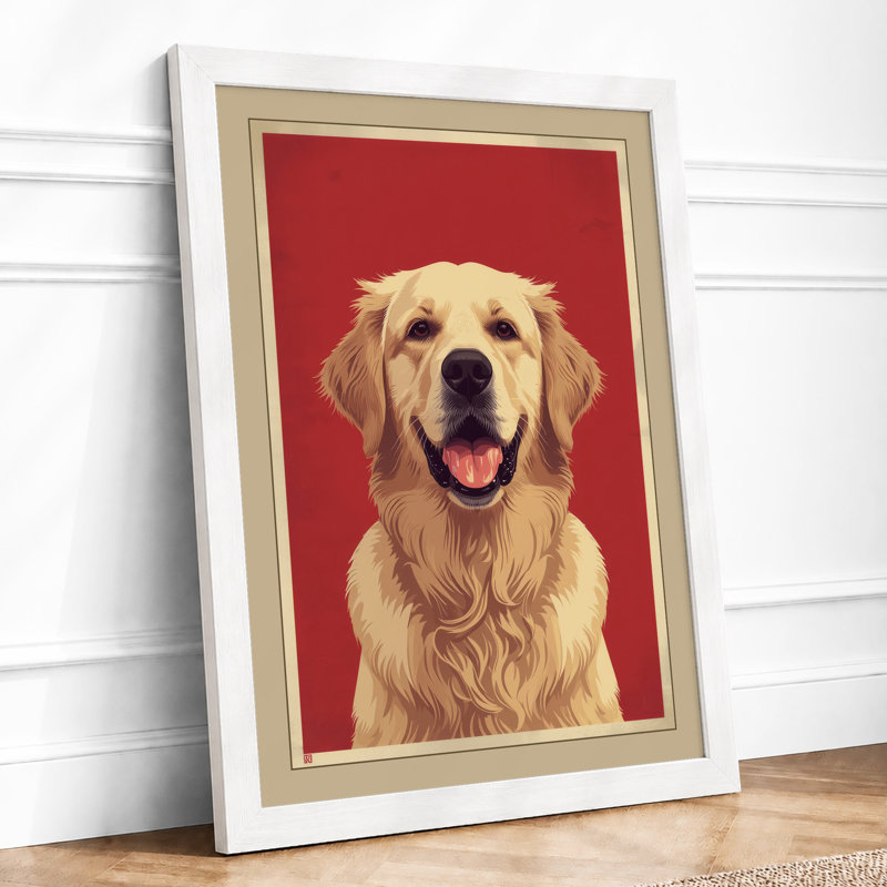 Golden Labrador Portrait Modern - Print, A2 - 59.4 x 42.0 cm, White