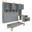 Lit escamotable simple avec placard, tiroirs et bureau-1174276482