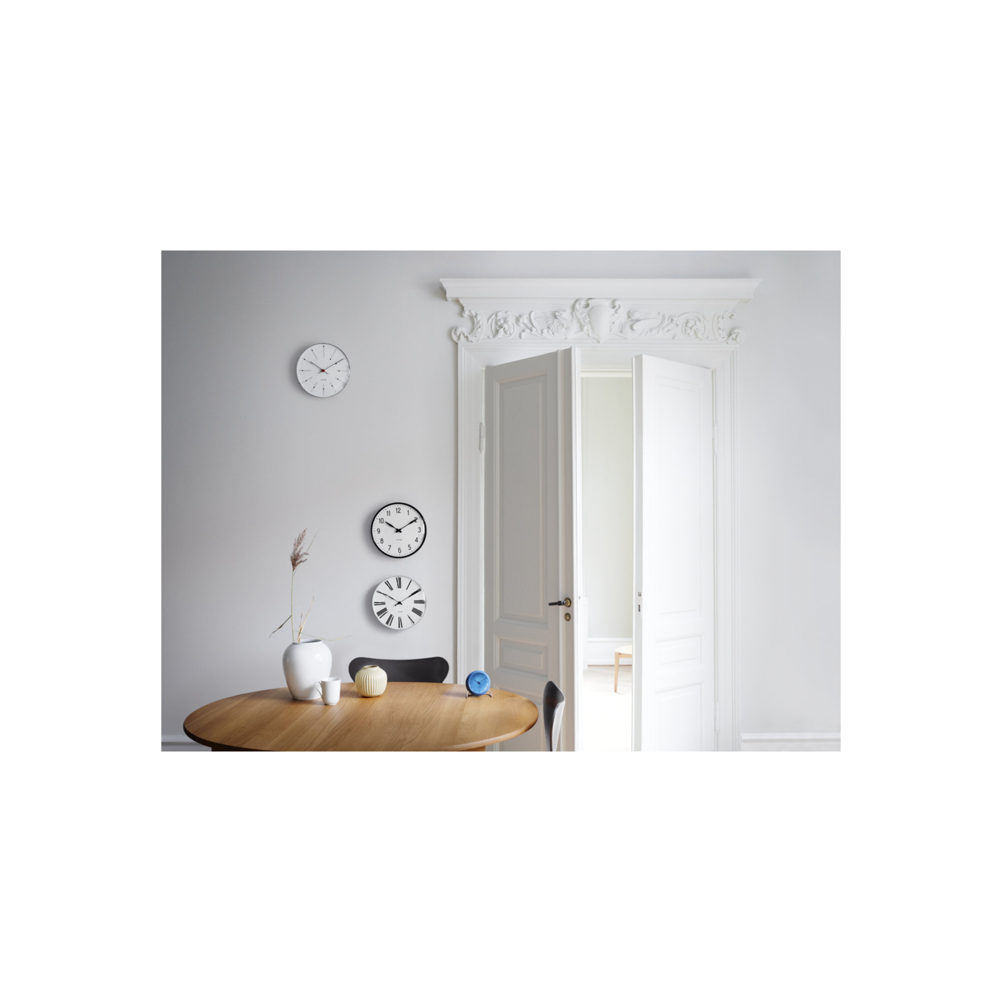 Bankers Metal Wall Clock, Medium, White/Black/Red