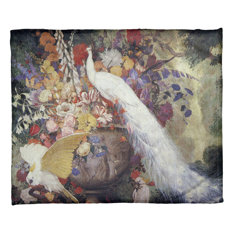  Jeté en molleton paon, Blanc